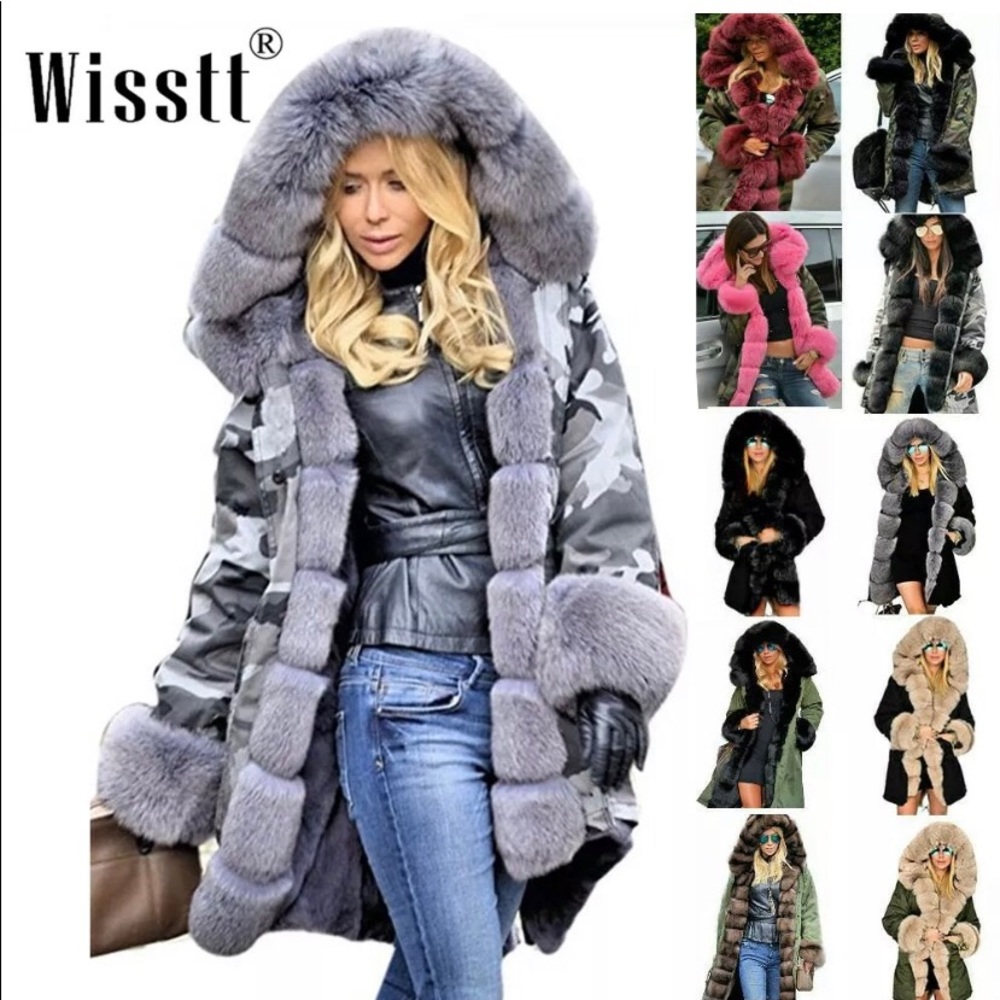 Fur Hooded Camo Parka/Coat /Jacket